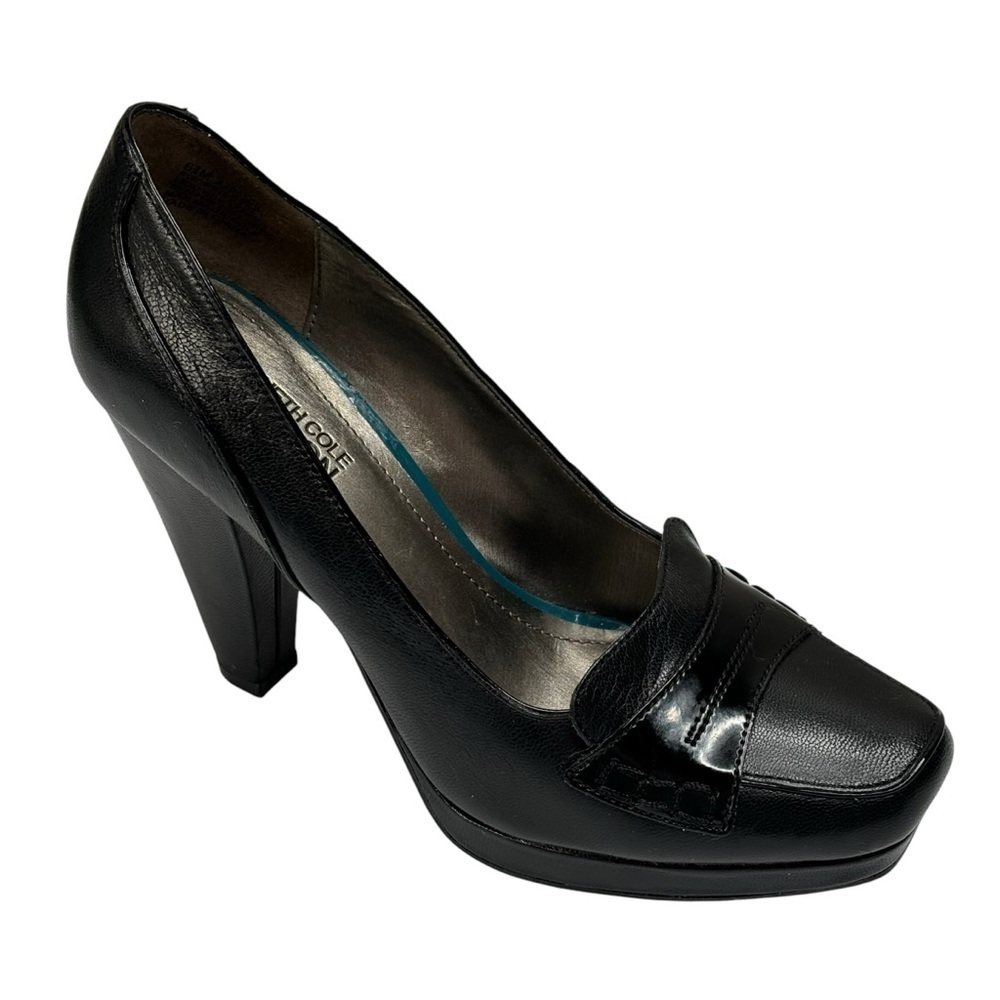 Kenneth Cole Reaction Black Leather 4” Heels Size 6.5 Gently Worn No Flaws